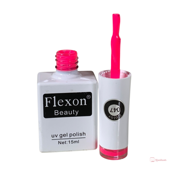 Flexon Beauty Gel Nail Polish | vibrant Pink 047 | 0.5oz - Image 2