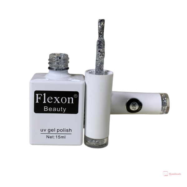 Flexon Beauty Gel Nail Polish | Silver 067 | 0.5oz - Image 2