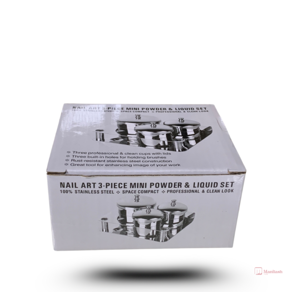 Nail Art 3- piece Mini Powder and Liquid set | 100% Stainless Steel | Each